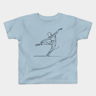 Black line art Contemporary Male dancer Kids T-Shirt